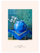 Egon Schiele Moneyplant Branch in Blue Vase - Art Print
